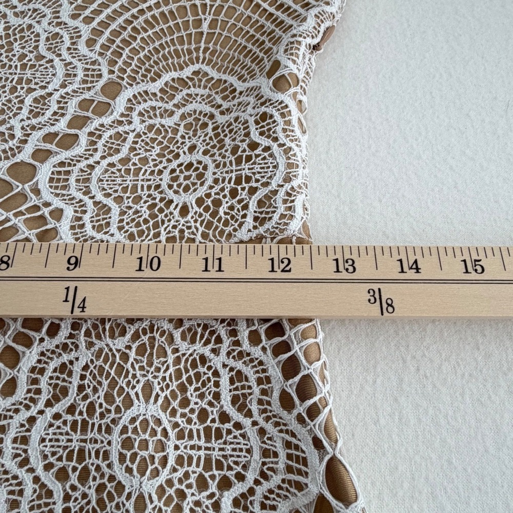 For Love & Lemons Grace Bridal Ivory Lace Mini Dress XS Nude Mesh Long Sleeve - Picture 15 of 16
